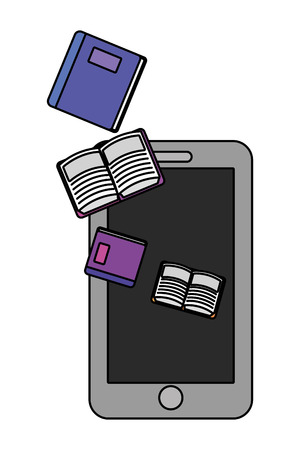 online education smartphone cartoon vector illustration graphic designのイラスト素材