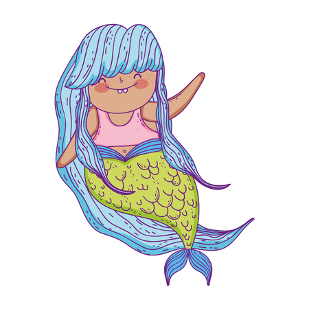 beautiful mermaid fairytale character vector illustration designのイラスト素材