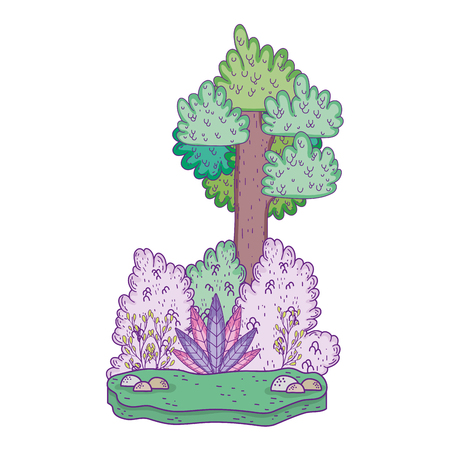 beautiful forest landscape scene vector illustration designのイラスト素材