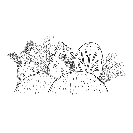 beautiful garden bush landscape scene vector illustration designのイラスト素材