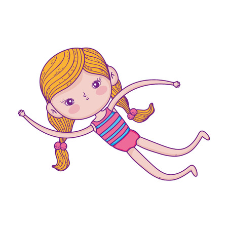 little girl with swimwear character vector illustration designのイラスト素材