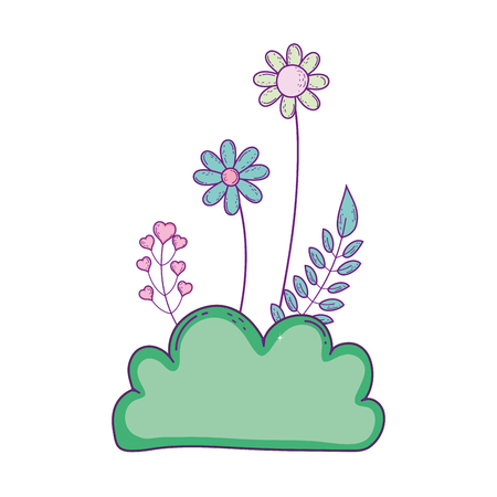 beautiful garden bush with flowers scene vector illustration designのイラスト素材