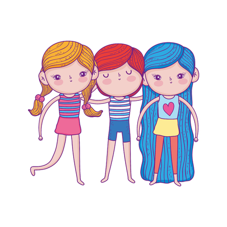 little kids with swimwear characters vector illustration designのイラスト素材