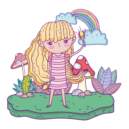 cute little girl playing maracas vector illustration designのイラスト素材