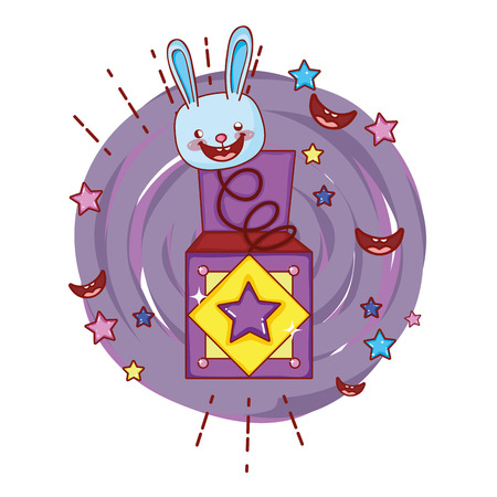 fools day surprise box with rabbit head vector illustration designのイラスト素材
