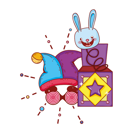 fools day surprise box with rabbit head vector illustration designのイラスト素材