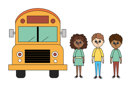 school education children and bus cartoon vector illustration graphic designのイラスト素材