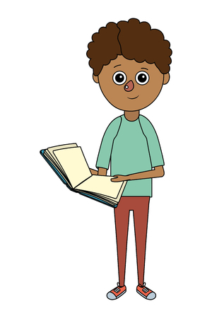 school education boy reading book cartoon vector illustration graphic designのイラスト素材