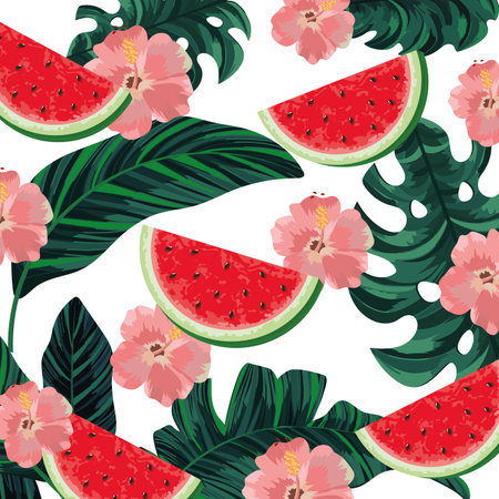 beautiful tropical flowers seamless pattern cartoon vector illustration graphic design