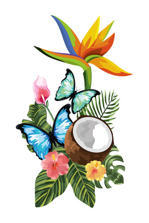 beautiful butterfly at floral scene cartoon vector illustration graphic designのイラスト素材