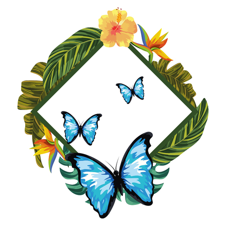 beautiful butterfly at floral scene cartoon vector illustration graphic designのイラスト素材