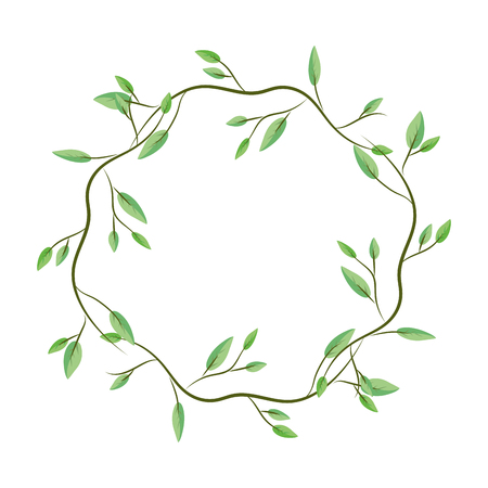 nature leaves round icon cartoon vector illustration graphic designのイラスト素材
