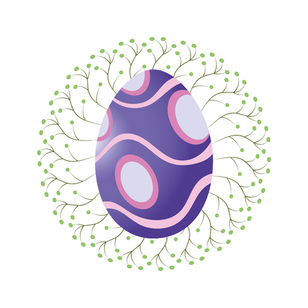 easter egg with nature leaves cartoon vector illustration graphic designのイラスト素材