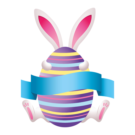 easter egg with rabbit ears cartoon vector illustration graphic designのイラスト素材