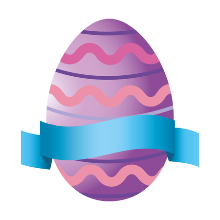 easter egg with ribbon cartoon vector illustration graphic designのイラスト素材
