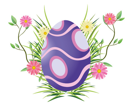 easter egg with flowers cartoon vector illustration graphic designのイラスト素材