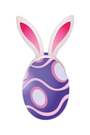 cute easter egg with rabbit ears cartoon vector illustration graphic designのイラスト素材