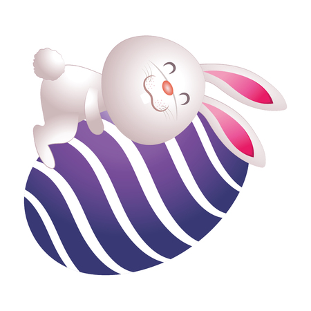 cute easter egg with little rabbbit cartoon vector illustration graphic designのイラスト素材
