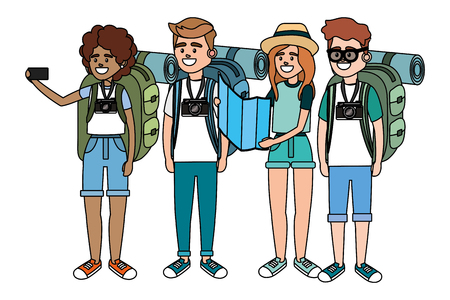 tourist people group cartoon vector illustration graphic designのイラスト素材
