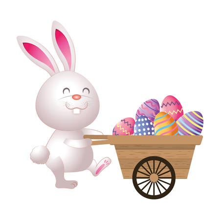 easter rabbit with eggs cartoon vector illustration graphic designのイラスト素材