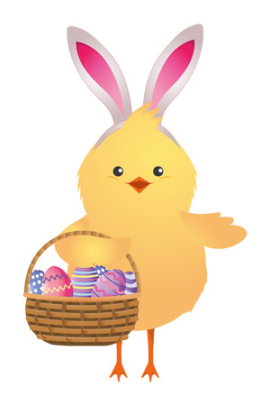 easter chicken with eggs cartoon vector illustration graphic designのイラスト素材