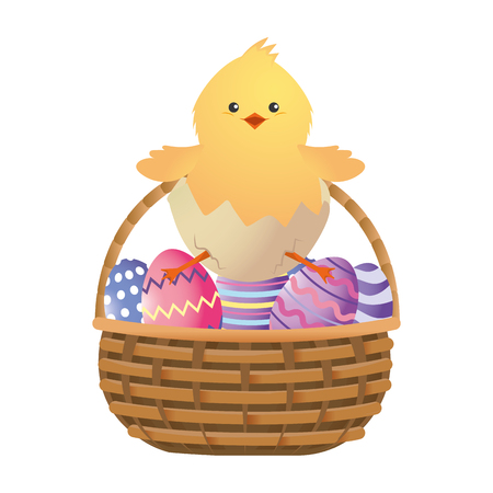 easter chicken with eggs cartoon vector illustration graphic designのイラスト素材