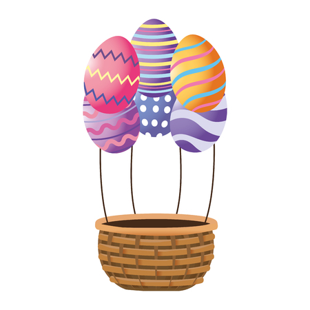 easter eggs hot air balloon cartoon vector illustration graphic designのイラスト素材