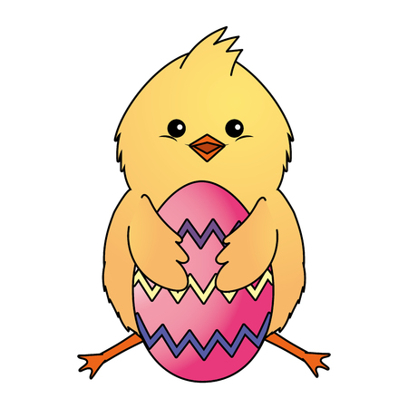 chick with easter eggs isolated vector illustration graphic designのイラスト素材