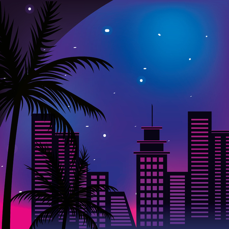 cityscape retro styleのイラスト素材