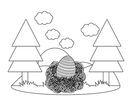 easter eggs in a nestのイラスト素材