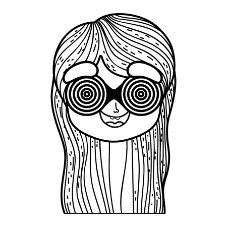 little girl with spiral glasses fools day celebration vector illustration designのイラスト素材