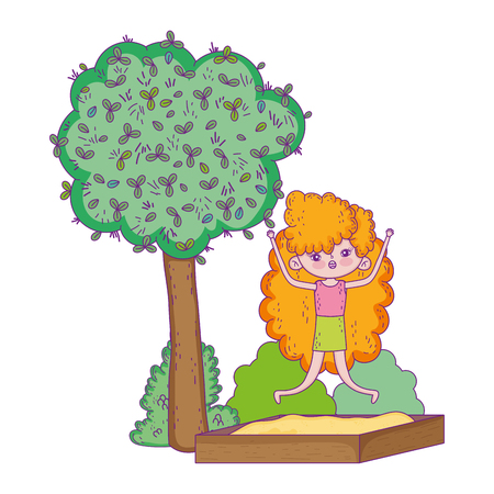 little girl in the landscape vector illustration designのイラスト素材