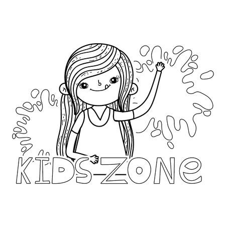 little girl with paint splash vector illustration designのイラスト素材