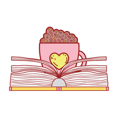 text book with coffee cup day celebration vector illustration designのイラスト素材