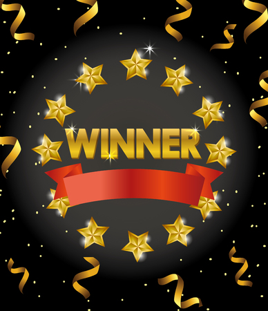 stars with ribbon and confetti to champion celebration vector illustrationのイラスト素材