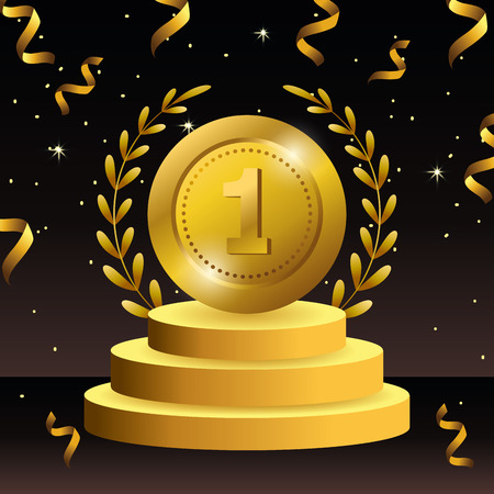 coin prize with branches leaves to celebrationのイラスト素材