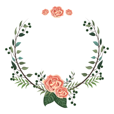 Spring floral frame with leaves and flowers vector illustration graphic designのイラスト素材