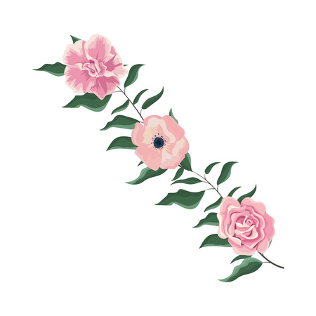 Beautiful pink flower with leaves drawing vector illustration graphic designのイラスト素材