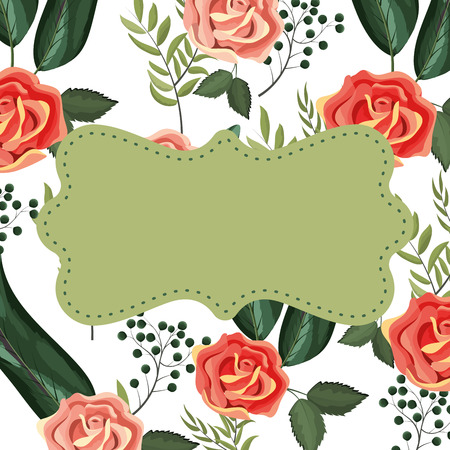Spring floral frame with leaves and flowers vector illustration graphic designのイラスト素材