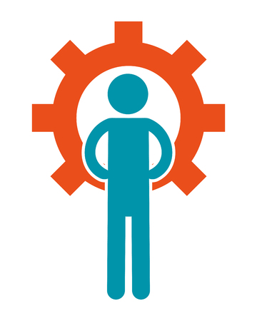 man pictogram gears support cartoon vector illustration graphic designのイラスト素材