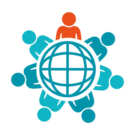 men pictogram with web icon globe cartoon vector illustration graphic designのイラスト素材