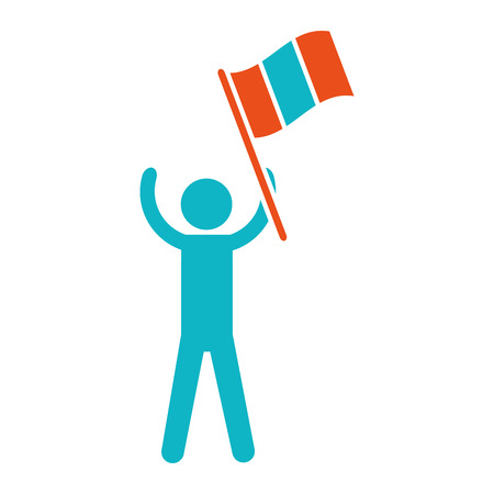 man pictogram holding flag cartoon vector illustration graphic designのイラスト素材