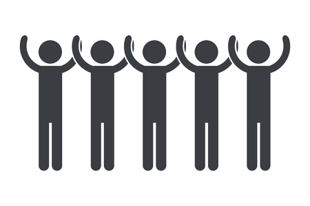 men pictogram with raised hands cartoon vector illustration graphic designのイラスト素材