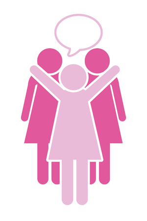 women pictogram with speech bubbles cartoon vector illustration graphic designのイラスト素材
