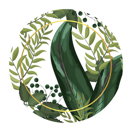 Spring floral decorative frame with leaves and flowers vector illustration graphic designのイラスト素材