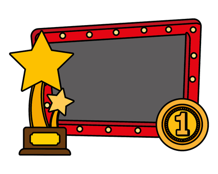 Trophy cup and lights sign cartoon vector illustration graphic designのイラスト素材