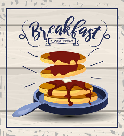 delicious pancakes food nutrition in the pan vector illustrationのイラスト素材