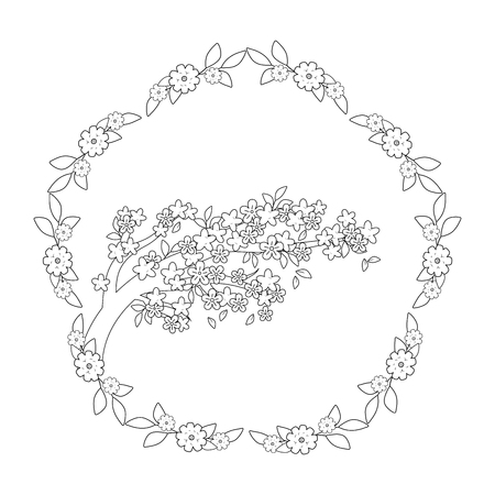 tree branch with flowers and crown vector illustration designのイラスト素材