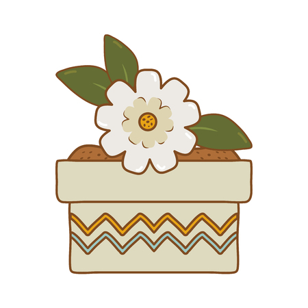 beautiful flower and leafs in ceramic pot vector illustration designのイラスト素材