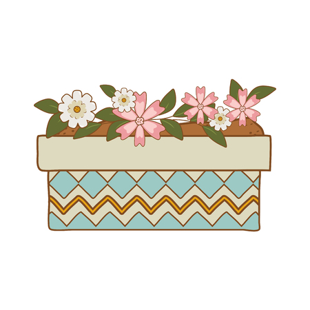 cute flowers and leafs in pot garden vector illustration designのイラスト素材